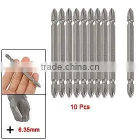 10 Pcs 1/4" Hex Shank PH2 Phillips S2 Screwdriver Bits 100mm Length Gray