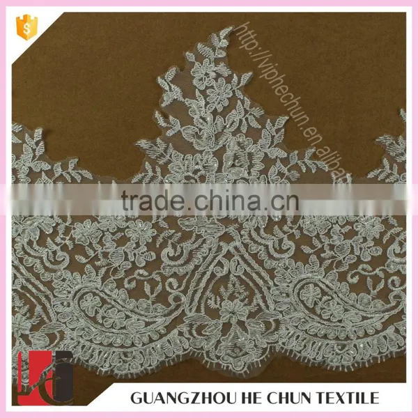 HC-2343-1 Hechun Women Embroidery Bead Polyster Corded Lace Bridal Trim photo-4