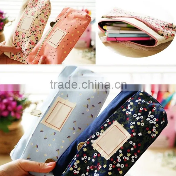Double Zipper Canvas Cosmetic Pencil Case and Coin Pouch photo-6