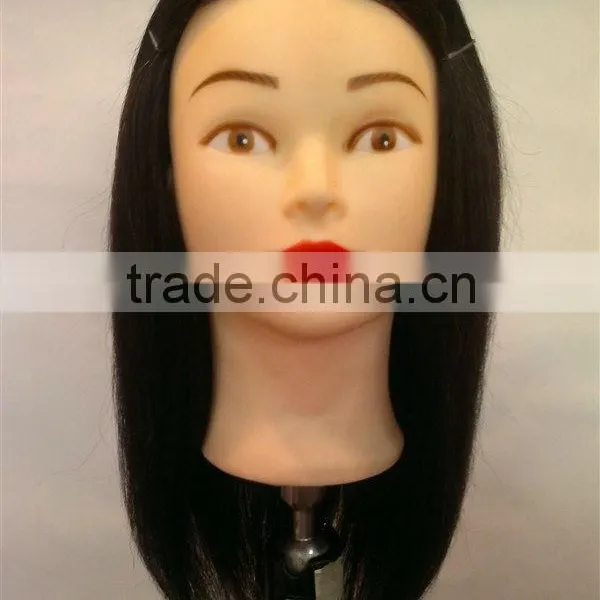 16''-18" Hairdressing 100% Human Hair Cutting Styling Training Practice Head Black HN1402