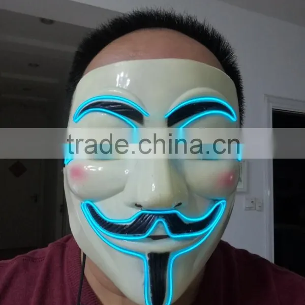 Vendetta el Wire Mask / EL Wire Party Mask for Halloween / EL Wire Halloween Mask photo-5