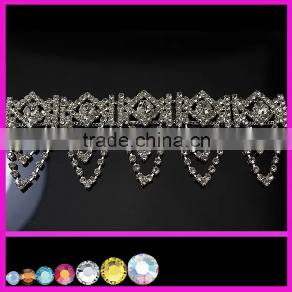 Silver Base Bling Class Crystal Color Rhinestone Flower Chatons Cup Decorative Chain for Clothes Shoes Trimming photo-2