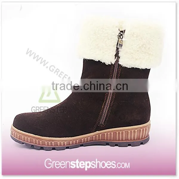 Fur Boots Chocolate Cow Suede Leather Boots Women 2015 photo-2