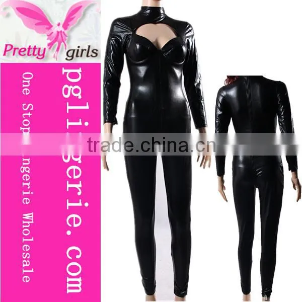 Wholesale Women Black Leather Jumpsuit High Quality Jumpsuit Evening Jumpsuits photo-2
