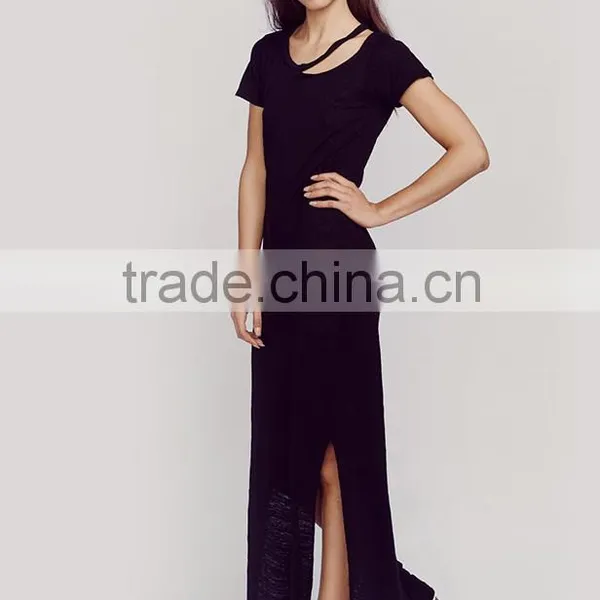 Women's Round Neck Short Sleeve Summer Maxi Dress photo-5