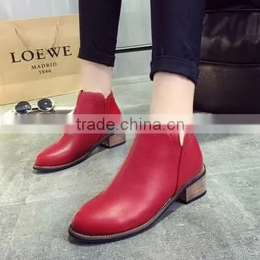 Leather Martin Boots Women Short Boots Chunky Heels photo-2