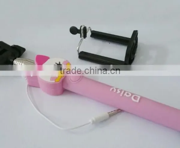 Mini Foldable Cartoon Selfie Stick With Cable, Cute Cartoon Selfie Monopod for Mobile Phone photo-6