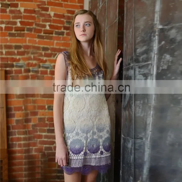 Tie Dyed Mix Color Ladies Charming Sleeveless Long Lace Evening Dress photo-5