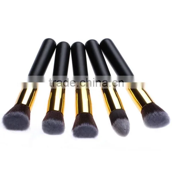 Hot Sale High Quality 10pcs Black Gold Synthetic Kabuki Makeup Brush Set With Private Label photo-2