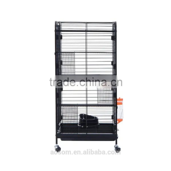 Pawhut 37" 4 Level Indoor Hutch Small Animal Cage - Black photo-4
