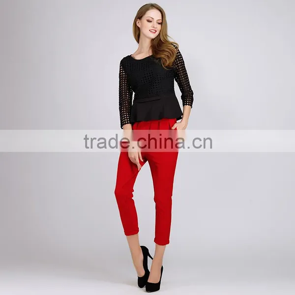 PRETTY STEPS 2016 Elegant Black Long Sleeves See Through Mesh Blouse for Office Ladies photo-4