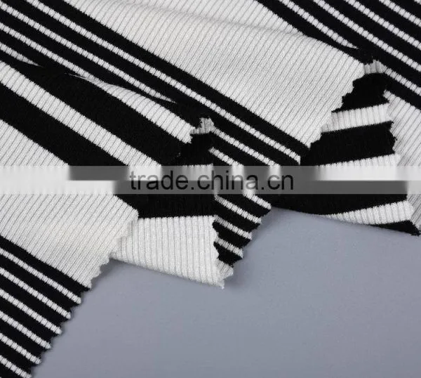 Yarn Dyed Knitted Striped Interlock Viscose Spandex Rib Fabric photo-2