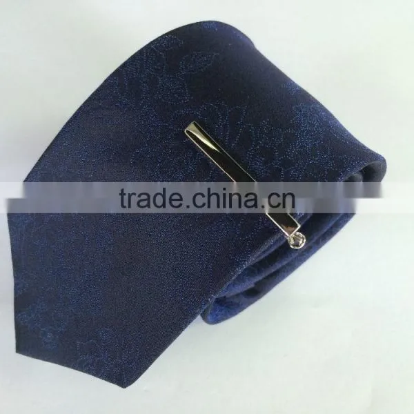 Men's Blue/black 100% Silk Tie With Flower Design photo-2