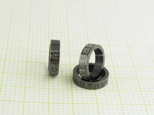 Letter Ceramic Ring Black Superior Ceramic Wedding Rings photo-2