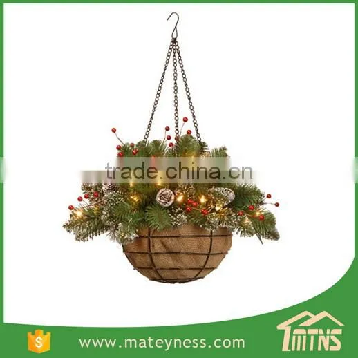 Glittery Lighted Chrismas Decorative Hanging Basket Tree photo-4