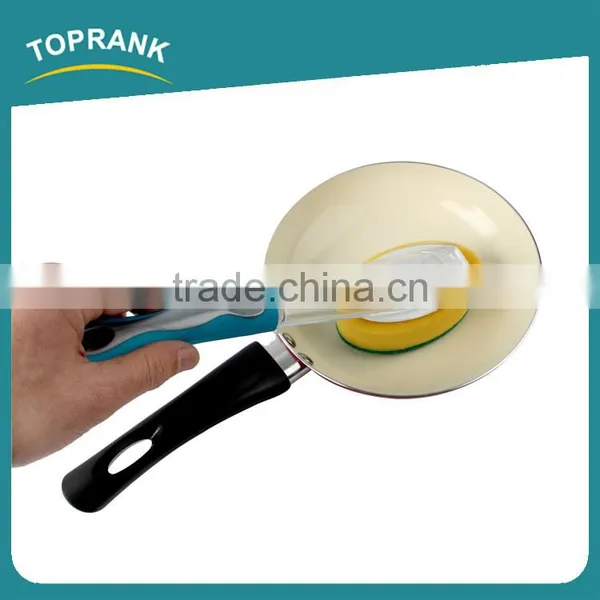 Toprank New Design Good Use Detachable Add Liquid Plastic Soap Dispensing Sponge Dish Cleaning Scouring Pad With TPR Handle photo-4