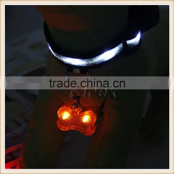 NEW BLUE LED BONE SHAPE DOG TAG SAFETY COLLAR PET LIGHT NECK FLASH CAT HI VIZ photo-3