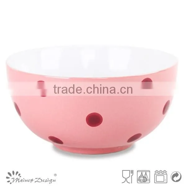 Solid Glaze Ceramics Cereal Bowl With Dot photo-4