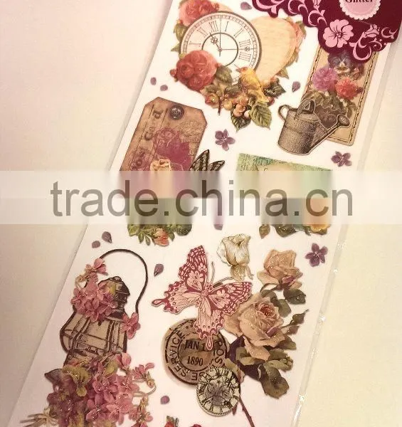 Embossed Sticker, Antique Elegance Design Sticker for Decoration, Classic Decorative Shinny Glitter Sticker photo-3