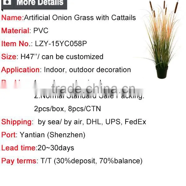 Dongugan Factory Direct Sale Artificial Grass Onion Grass With Cattails in Pot Synthetic Potted Grass Pots Plant photo-6