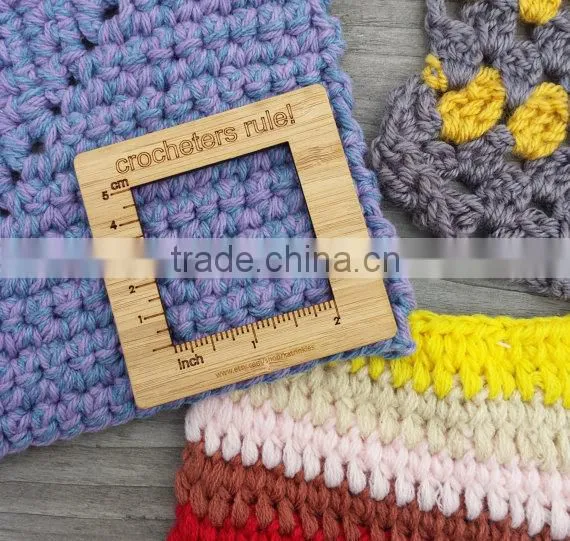 Natural Custom Bamboo Knitting Ruler Engraved photo-3