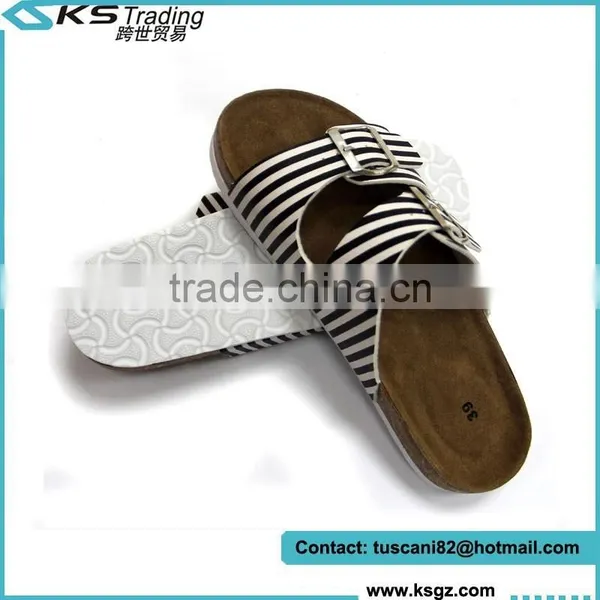 Newest 2015 Ladies Sandal Shoes With Double Strap Mule Striped photo-3