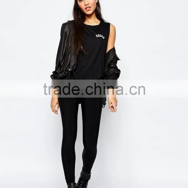Ladies Sleeveless Crew Neck Private Party Fitness Tank Top photo-3