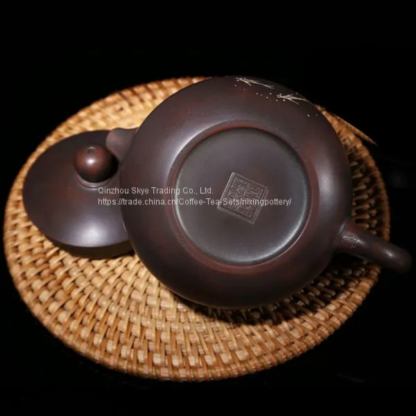 Chinese Nixing Lotus Flower Carving Xishi Pottery Tea Pot Pure Handmade Tea Ware photo-3