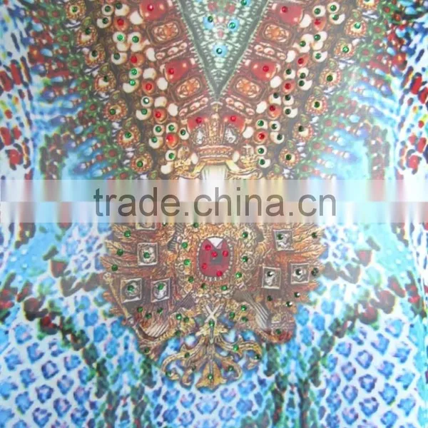 DIGITAL Print Lace up Georgette Crystal Blouse Kaftan CAFTAN Tunic Poncho Top photo-5
