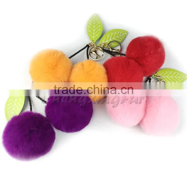 CX-R-56 Wholesale Best Quality Rabbit Fur Strap Chain Keychain Charm For Bag photo-2
