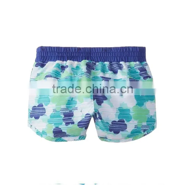 Blue Floral Polyester Board Shorts Summer Swim Short For Girl photo-2