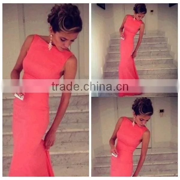 2016 Wholesale Price Fashion Red Night Evening Dress Sleeveless Long Maxi Lady Spring Summer photo-4
