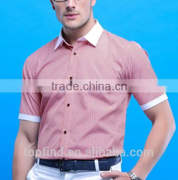 Custom Men Plaids Red ,blue , Yellow Color Short Sleeve Shirts