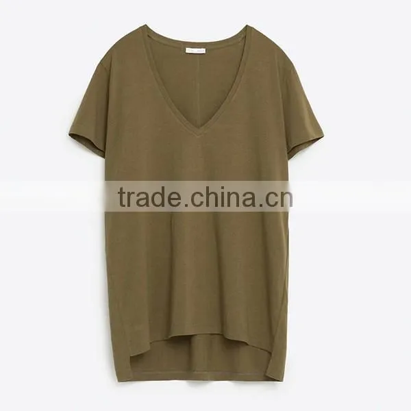 100% Cotton V Neck t Shirt for Women Wholesale in China photo-6