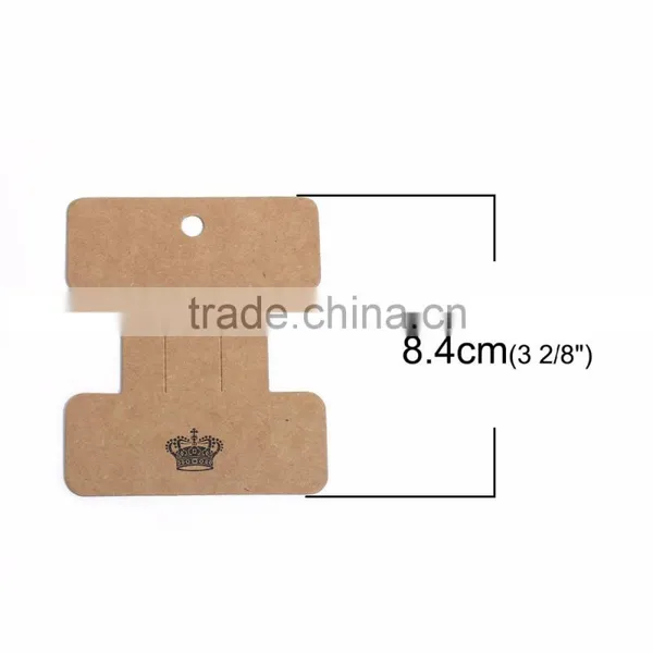 Paper Jewelry Display Card Brown Crown Pattern 8.4cm(3 2/8") x 7cm(2 6/8"), 1 Piece photo-2