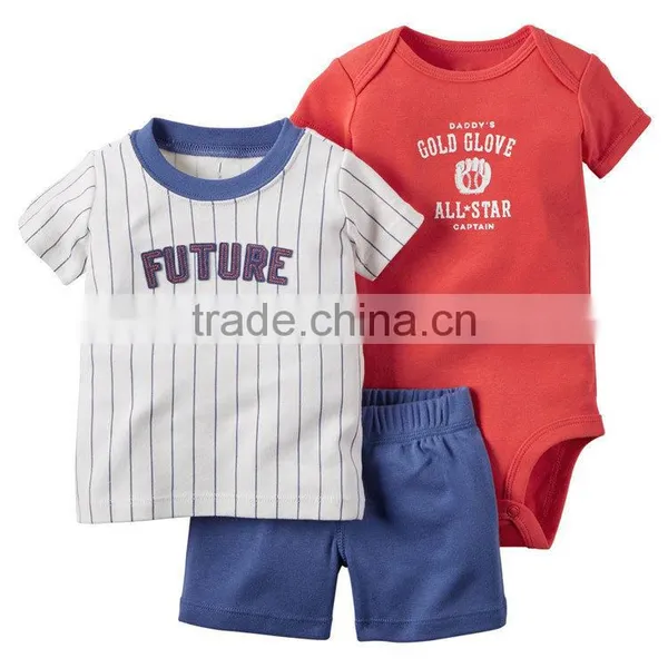 3pcs 100%cotton Unisex Baby Bodysuits Matching With Shorts and T-shirts photo-6