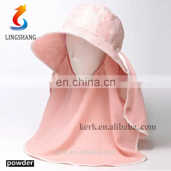 Outdoor Wide Brim Unique Desigh Polyester Woman Hat With Detachable Beautiful Veil photo-4