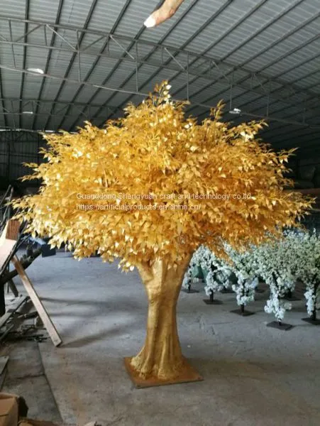 Fiberglass Trunk Golden Artificial Banyan Tree for Decoration photo-3