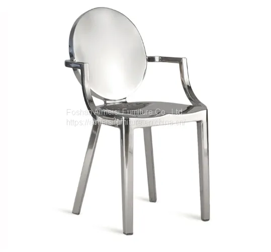 Wholesale modern stainless steel frame stackable louis metal ghost chair