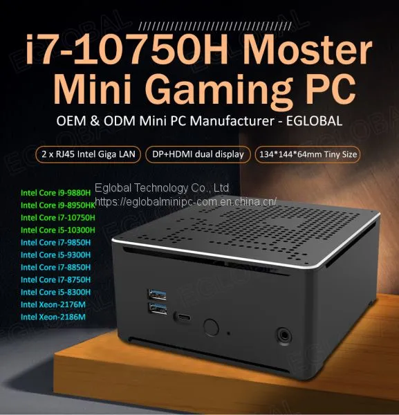 Eglobal Mini PC Windows 10 S210H Core i9 9880H PC Gaming Computer Desktop DDR4 DP1.2+HDMI2