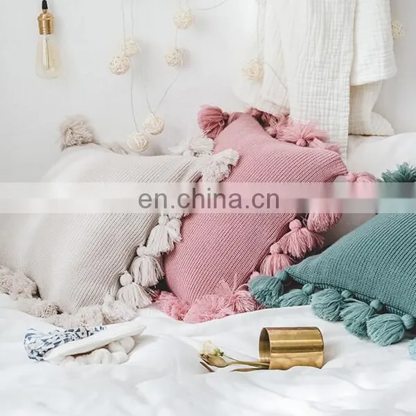 Home Decor Pillow With Delicate Tassels Sofa Decorative Pillow Cover Tassel Pillow Case Cushions photo-3