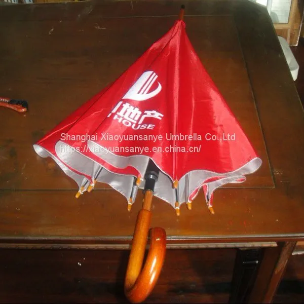 Advertising Umbrella Manufacturer With Straight Rod Automatic Umbrella, Curved Handle, Windproof Framework and High Cost Performance photo-3