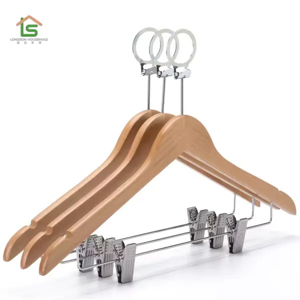 Manufacturer Anti-theft Wooden Coat Hangers Notches Cheaper Price Clothes Custom Hanger photo-2