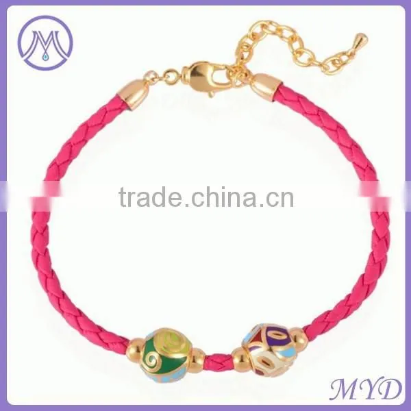 Customized DIY Fake Cloisonne Enamel Bead Leather Bracelet photo-6