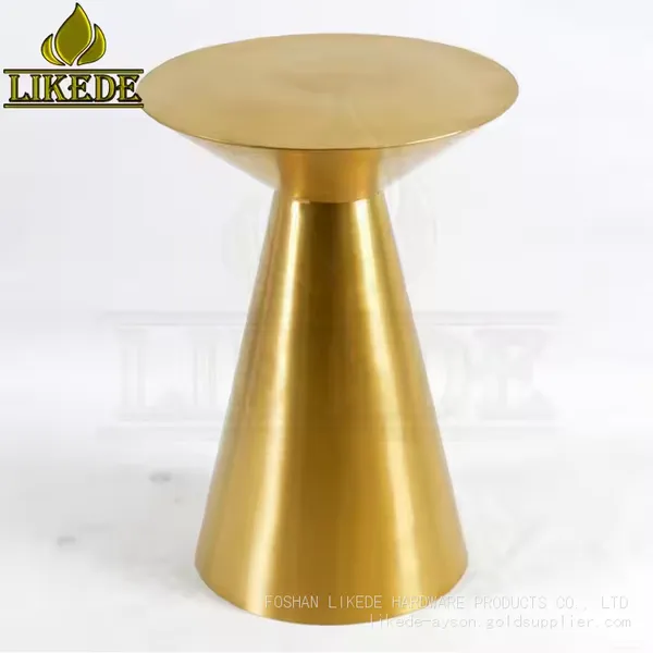 Hot Sale Round Stainless Steel Coffee Table With Gold Metal Legs Furnishings Masterpiece photo-3