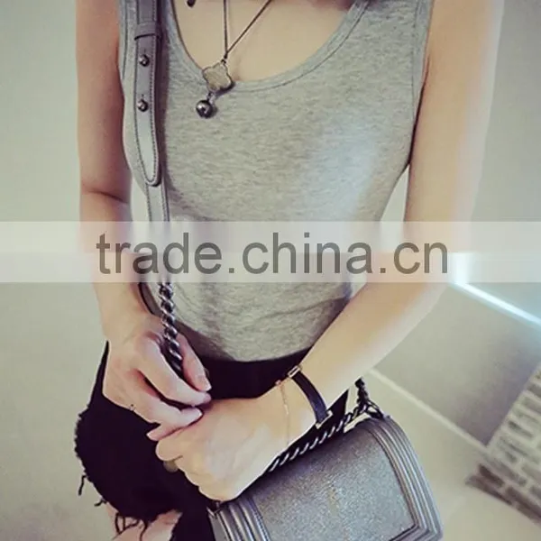 2015 Summer Ladies Combed High Quality Tank Top 100 Cotton From Garment Manufactory photo-2
