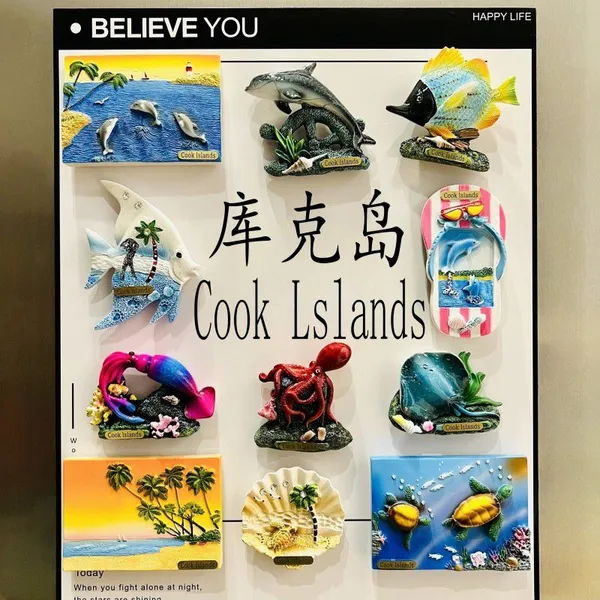 Wholesale Price Personalized Tourist Beach Cook Islands Rarotonga Atuala Island Polystone Resin 3D Custom Souvenir Fridge Magnet Factory