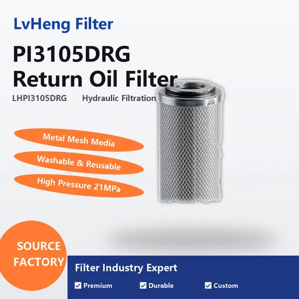 Replacement for Mahle PI3105DRG Stainless Steel Hydraulic Oil Filter Element, Washable, High Pressure Resistant and Reusable