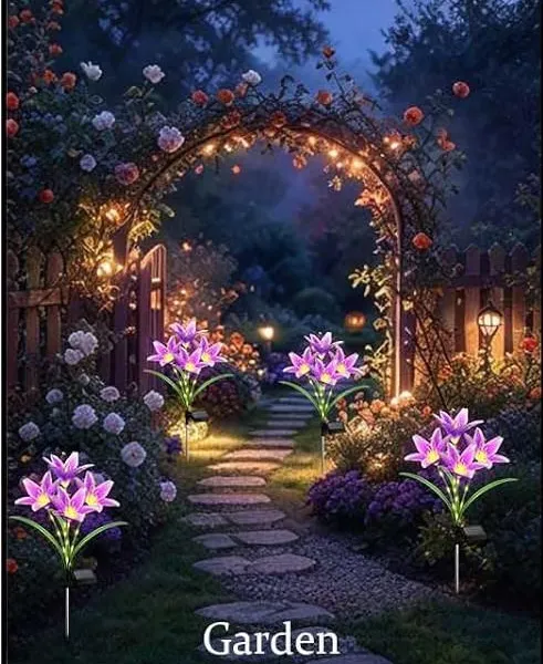 Solar Flower Lights, 4 Pack Solar Garden Lights With 24 Lily Flowers photo-4