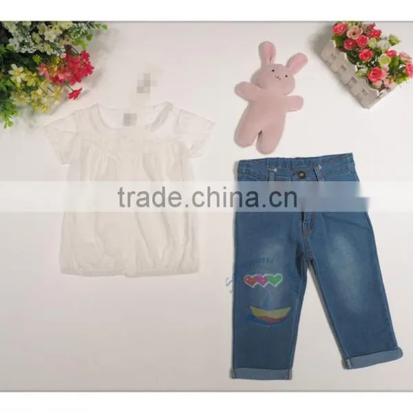 2016 Hot Selling Children Summer Clothes Cowgirl Suits Girls Clothes Sets Fashion Kids Casual Shirt+Jeans 2pcs Sets photo-3